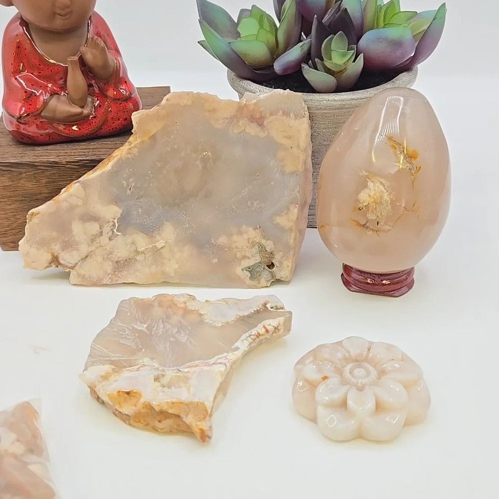 CLEARANCE Flower Agate Crystal Bundle Towers Freeforms Carvings